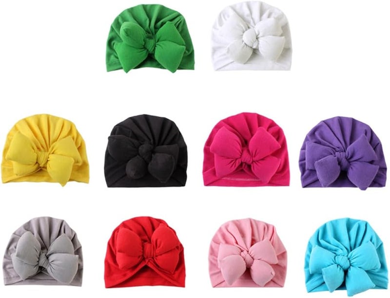 Newborn Baby Bowknot Hat Soft Cotton Photo Prop Hospital Cap Pink - Image 4